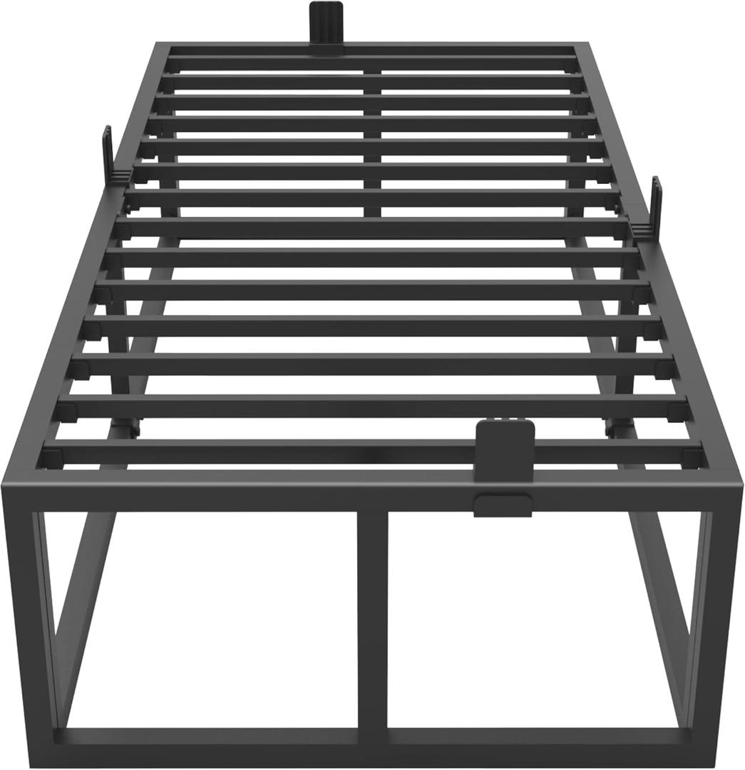 Bilily 18 Inch Twin Bed Frame with Steel Slat Support,Heavy Duty Metal Platform Bed Frame Twin Size Mattress Foundation,No Box Spring Needed,Easy Assembly,Noise Free,Black