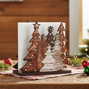Namalu Christmas Tree Napkin Holder for Tables Classical Christmas Tree Napkin Holder Wooden Xmas Cute Cocktail Tissue Dispenser Wood Farmhouse Modern Tissue Dispenser for Storage