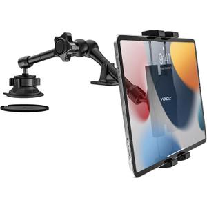 Car/Truck Tablet Mount for Dashboard Windshield, Vehicle Heavy Duty Suction iPad Holder with Metal Arm for 4-12.9" Tablet & Phones, iPad Pro/Air/Mini, Galaxy, Lenovo, iPhone etc