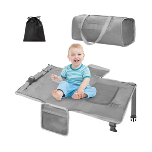 Toddler Airplane Travel Bed, Airplane Seat Extender for Kids, Plane Must Have for Toddlers, Baby Travel Essentials for Flying, Portable Travel Bag Foot Rest for Flights(Grey)