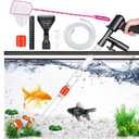 Fish Aquarium Gravel Cleaner 15~30In with 6Ft Water Hose Fish Tank Water Changer Sand Vacuum with Skimmer Net and Long Handle Sponge Brush Algae Scraper