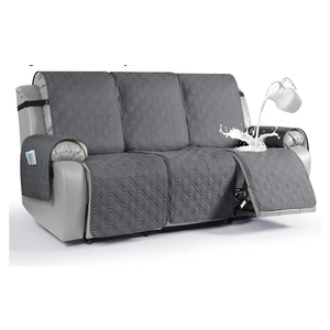 VANSOFY Waterproof Recliner Couch Covers, Sofa Covers 1-Piece Washable Reclining Sofa Cover Non-Slip Furniture Protector with Elastic Straps Pocket for Dogs, Pets (Dark Gray, 3 Seater)