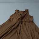 Veatzaer Women's V Neck Front Knotted Sleeveless Tank Dress Summer Solid Casual A Line Dress (Medium, Light Brown)