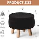 Wimarsbon Storage Ottoman, Modern Round Footrest with Soft Padded Seat, Teddy Velvet Footstool with Wood Legs, Accent Small Table or Plant Stand for Hallway, Living Room (Black)
