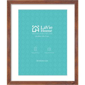 LaVie Home 22 x 28 Picture Frame Brown Poster Frame,Display Pictures 18x24 with Mat or 22x28 Without Mat, Stable and Sturdy Frame and Polished Plexiglass, Suitable for wall decoration（1 Pack）