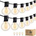 100FT Outdoor String Lights with 102 Shatterproof G40 LED Clear Globe Bulbs for Indoor/Outdoor, 2-Pack 50FT Connectable Hanging Lights for Party Decor