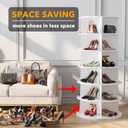 SpaceAid 6 Tier Rotating Shoe Rack Tower, Spinning Shoe Display Lazy Susan, Revolving 360 Shoe Rack Storage Round Carousel, Vertical Handbag Rotate Shoes Closet Organization (6-Tier White)