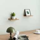Small Floating Shelves for Wall Decor, Wall Mounted Wood Shelf for Bedroom, Living Room, Bathroom, Kitchen, Nursery, Display Picture Ledge Shelf with Lip Set of 2-8 Inches, Oak