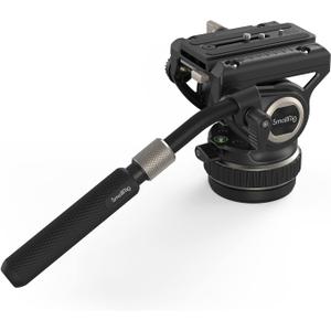 SmallRig DH10 Heavy Duty Tripod Fluid Video Head with Flat Base and Adjustable Handle, Quick Release Plate for Manfrotto Video Head Mount Plate, Load up to 22Ibs, for Video Cameras, DSLR Cameras 4165