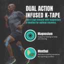 Heali Kinesiology Tape with Magnesium and Menthol, 20 Pcs Precut Strips, K Tape Roll, Knees, Physical Therapy Sports Tape for Muscles and Joints, Water Resistant, Blue Inspo