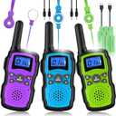Wishouse Walkie Talkies for Kids Adult Long Range Rechargeable 3 Pack,Boy Wearable Walky Talky Set 2 Way Radio with USB Charger Battery,Camping Games Toy Birthday Xmas Gift for Girl Children Family (Purple Blue Green)
