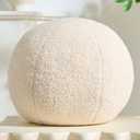 11.8 inch Ball Pillow Round Decorative Pillow Beige Sphere Shaped Throw Pillows Soft Nordic Style Boucle Pillows Cushion for Bed Couch Living Sofa Room Decor