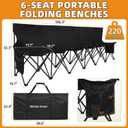 G GOOD GAIN Portable Soccer Bench - Team Bench Soccer 6 Seats with Bag, Sideline Folding Bench, Folded Chair Seating 6 for Football Camp Outdoor Sport Events, Team Chairs for Adults, Black, 72.4"D x 19.7"W x 32.3"H