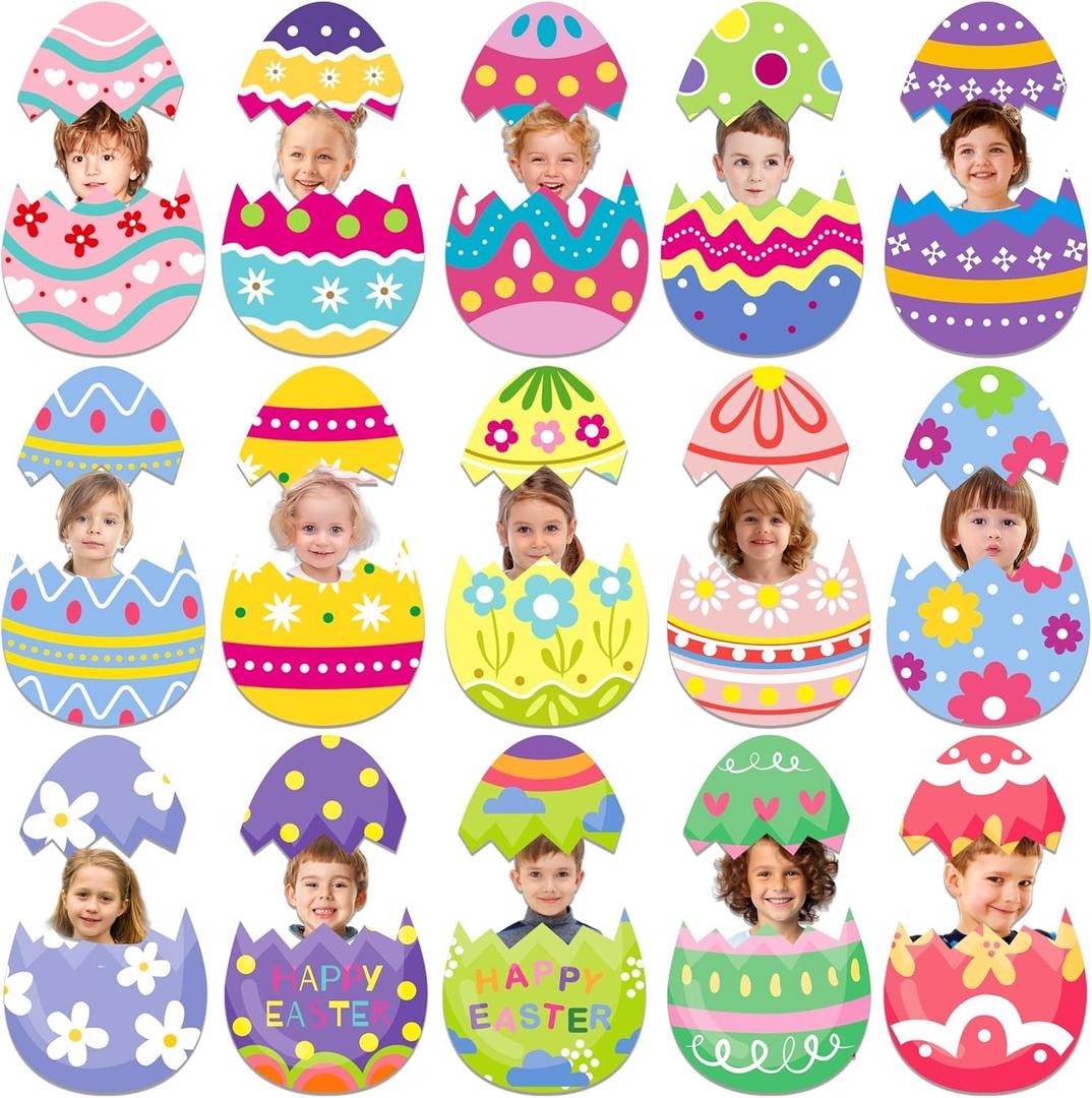 48Pcs Easter Egg Cutouts,Classroom Bulletin Board Decorations Eggs Paper Cutting DIY Crafts for Spring Party Classroom Wall Decor