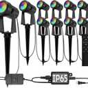 SUNTHIN Outdoor Landscape Lighting with Remote, RGBW Color Changing Spot Uplights,10 Pack