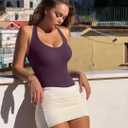 OQQ Women Halter Neck Bodysuits 2 Pack Sleeveless Shapewear One Piece Leotard Shirt Going Out Tops, XL