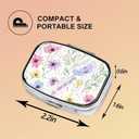 2 x Square Pill Case Small Pill Box with Mirror Pocket 2 Compartment Vitamin Pill Medicine Case Organizer Pill Containers for Traveling Oil-Painted Wildflowers Two