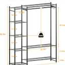 Wardrobe Closet,Portable Clothes Rack with 4 Tiers Shelves,Freestanding Closet Organizers and Storage System with Hanging Rods,Steel Clothing Rack Suitable for Cloakrooms,Bedrooms,Entrances,etc.Black