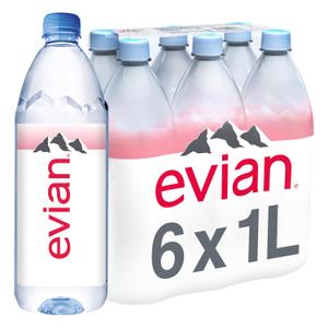 Evian Natural Spring Water, 1 L bottles, 6 pack