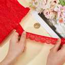20 Yards Red Stretch Lace Ribbon, Vintage Lace Ribbons Trim, Embroidered Edge Trimming Embroidery Sewing Ribbons Crochet Fringe Trims for Crafts Item Wrapping, Bridal Wedding Decoration