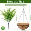 KHOYIME Artificial Hanging Plants with Basket 2PCS Fake Boston Fern Baskets, Outdoor Faux Greenery Stems Hanging Decor UV Resistant Indoor Outside Decorations for Home Garden Porch Balcony Patio Yard