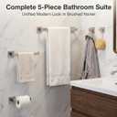 5 Piece Bathroom Hardware Set Brushed Nickel, SUS304 Stainless Steel Towel Bar Set, Modern Square Accessories with 16 Inch Rack Toilet Paper Holder Robe Hooks (Brushed Nickel)