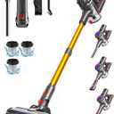 Cordless Vacuum Cleaner, 450W 40KPA Vacuum Cleaners for Home, 45Mins Lightweight Stick Vacuum with Advanced Green Light Tech, Rechargeable Battery Vacuum for Carpet,Pet Hair,Hardwood Floor (Gold)