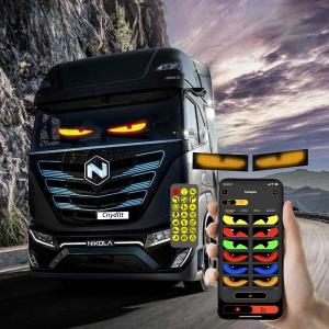 2PCS LED Eyes for Truck Windshield, Devil Eyes Light for Cars with Animated, Dynamic Big Eye Lights with APP & Remote Control, Flexible LED Screen with DIY Text & Colors (4.7x23.4 inch)