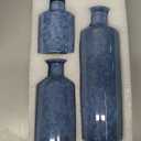 Blue Ceramic Vase Set - 3 Blue Small Vases, Farmhouse Country Flower Vase Home Decor, Living Room Decoration, Table Decoration, Fireplace Decor, and Entrance Decorations Centerpieces