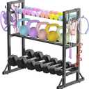 3 Tier Adjustable Dumbbell Rack Stand, Heavy Duty Carbon Steel Weight Storage Organizer for Home Gym, Easy Assembly, 450 lb Capacity for Dumbbells & Kettlebells (Dumbbell Rack Stand Only)