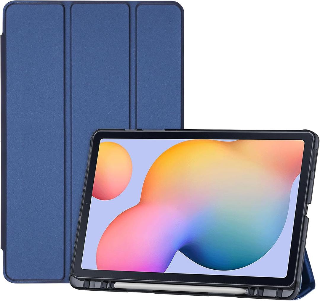ProCase Cover for Galaxy Tab S6 Lite 10.4 Case 2024 2022 2020 with S Pen Holder(SM-P620/P625/P613/P619/P615/P610), Trifold Stand Folio Soft TPU Translucent Back Cover Support Auto Wake/Sleep -Navy