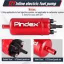 Pindex Universal External In Line Fuel Pump,116 PSI High Pressure 12V Electric Pump Injection Systems Compatible with 0580464070 0580453911 0580463017 0580464023,Red