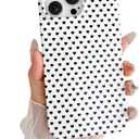 Skyseaco for iPhone 15 Pro Max Case Cute Aesthetic Heart Phone Case Soft Slim TPU Shockproof Phone Cover for Women Girls - White