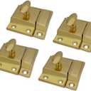 QCAA Oval Turn Cabinet Latch, for Cupboard & Other Furniture, Small, Brass Plated, Made in Taiwan, 4 Pack