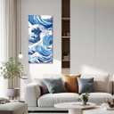 Great Wave Decor Japanese Canvas Wall Art Seascape Picture Asian Landscape Canvas Prints Blue Poster Kanagawa Artwork for Living Room Bedroom Home Decor Framed - 12.00"x24.00"