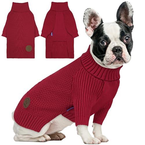 cyeollo Dog Sweater Warm Turtleneck Knitted Dog Christmas Sweaters with Long Sleeves Soft Winter Pet Clothes Sweaters for Dogs Girl L
