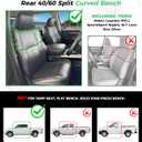 Leather Car Seat Covers for Dodge Ram 1500 4 Door 2012-2018 Crew Cab, Custom Fit Truck Seat Protectors Full Set, Gray Black (Bucket Seat with 40/60 Split Rear Curved Bench)