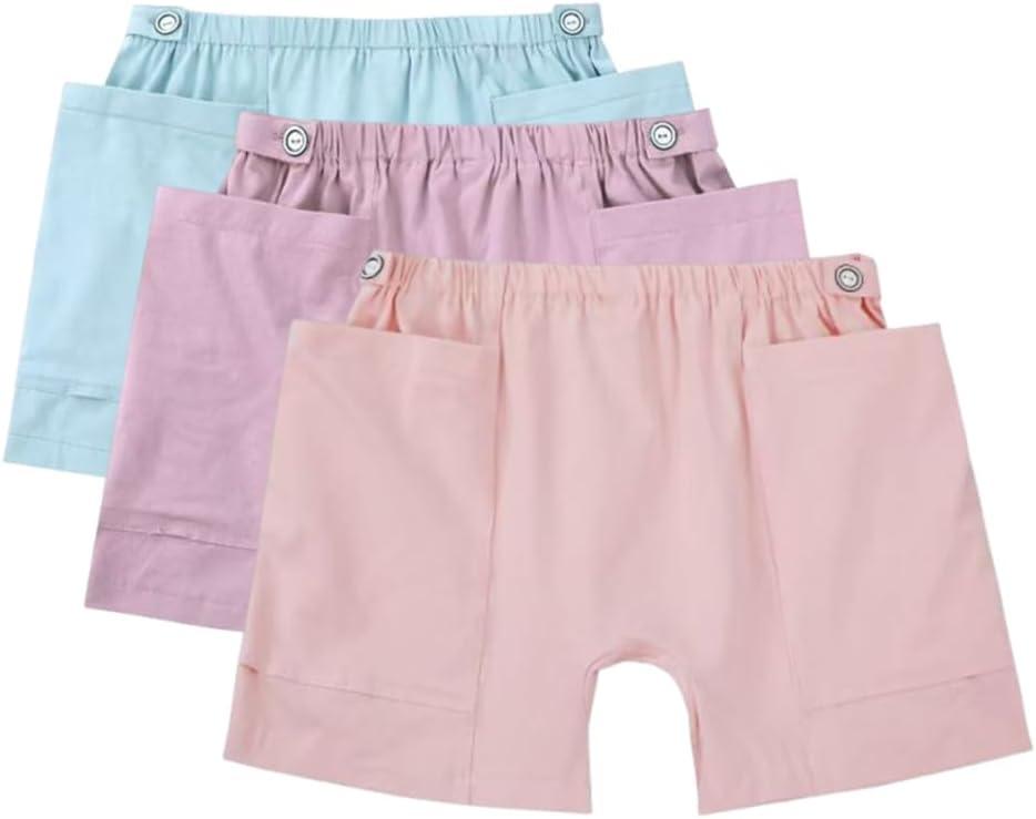3 Pack Urine Bag Shorts for Women, Ostomy Drainage Bag Underwear, Incontinence Care Trousers, Catheter Bag Shorts, L