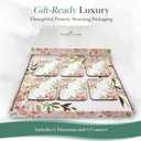 Cork Placemats Set of 6 Matching Coasters I Heat Resistant Place Mats for Dining Table 16" x 12", Cork Backed, Wipeable Pink Rose Design