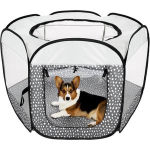 Furhaven Portable Dog Playpen Cat Tent, Pet Playground,Kennel Foldable Indoor Outdoor Zippered Puppy Crate - Gray Pebbles, Large