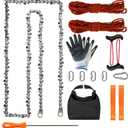 Rope Saw for Tree Limbs, 55 Inch Chain Saw with 70 Sharp Teeth & 46 Feet Ropes Kit, High Limb Pocket Chainsaw