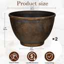 Hollyone Set of 2 Outdoor Planter 11.5 inch Plant Pot Plastic Pots for Plants Planters for Outdoor Indoor Plants with Drainage Hole Round Plant Pot Flower Pots Garden Decorations Brown