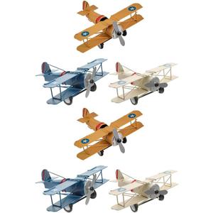 Garneck Kids 6 Pcs Airplane Model Ornament Iron Painted Small Plane Office Decor