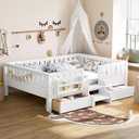Twin Size Platform Bed with Slats and Stairs, Full Size Platform Bed Frame with Fence, Bookshelf and Storage Drawers, Easy Assemble Beds for Kids, Girls, Boys , Size: 78.54*11.81*5.91 in (Twin)
