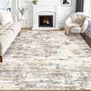 Area Rugs for Living Room: 8x10 Abstract Washable Rug Modern Neutral Large Soft Stain Resistant Non-Slip Backing Machine Table for Bedroom Dining Room Indoor Home Office Carpet - Gold Brown (8ft x 10ft Large)