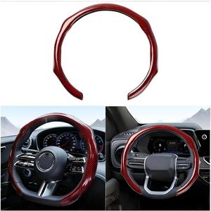 Carbon Fiber Car Steering Wheel Cover, Non-Slip Comfortable Vehicle Steering Protector, Automotive Interior Wheel Wrap Cover Decoration Accessories, Universal Fit (Red)
