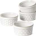 LE TAUCI Ramekins 4 oz Oven Safe for Creme Brulee, Charcuterie Boards Bowls for Souffle, Small Sauce Bowl, Ceramic Baking Dishes - 3.8 inch, Set of 4, Arctic White