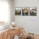 Mountain Canvas Wall Art Set of 3, Boho Sun Forest Abstract Nature Landscape Artwork Wall Decor, Watercolor Posters Prints Painting Picture Artwork for Living Room Bedroom Office 12 x16 In Unframed