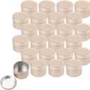 Foraineam 24 Pack 2 oz Round Tin Containers with Slip-on Lids, Aluminum Candle Tin Cans Cosmetic Sample Containers, Frosted Gold Empty Travel Tins Metal Storage Jars for Salve, Spice, Candies, Crafts