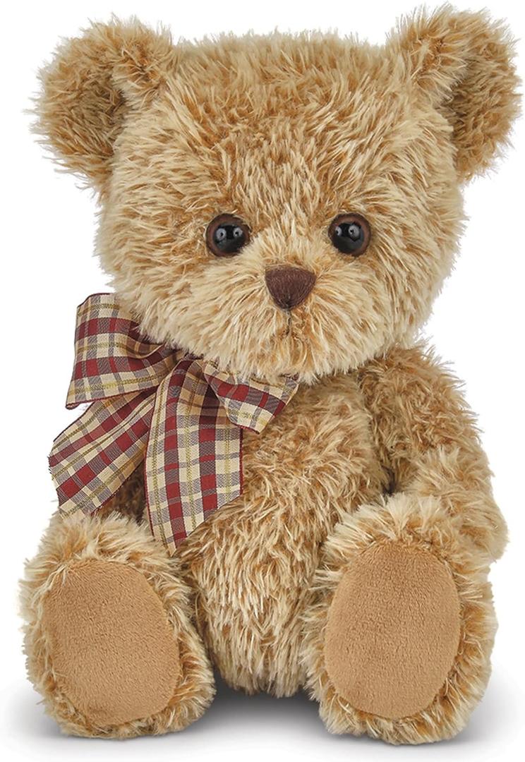 Bearington Baby Shaggy The Small Teddy Bear Stuffed Animal - 11" Soft Brown Plush Toy with Classic Vintage Look - Adorable Cuddly Teddy Bear for Infants - Stuffed Bears Plush Gift for Kids